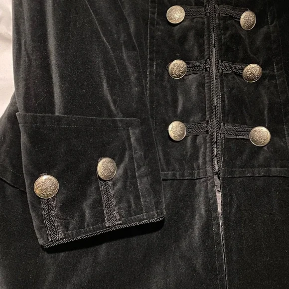 SOLD! RARE Jimi Hendrix Black Velvet Pirate Frock Coat Rock & Roll Religion Sz S - Picture 8 of 12
